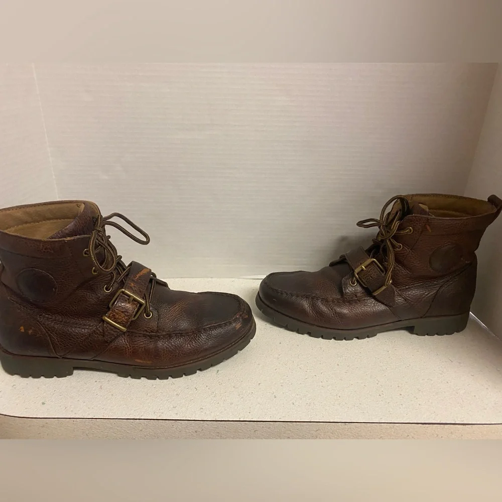 Ralph Lauren Redmond Dark Brown Leather Boots 9.5